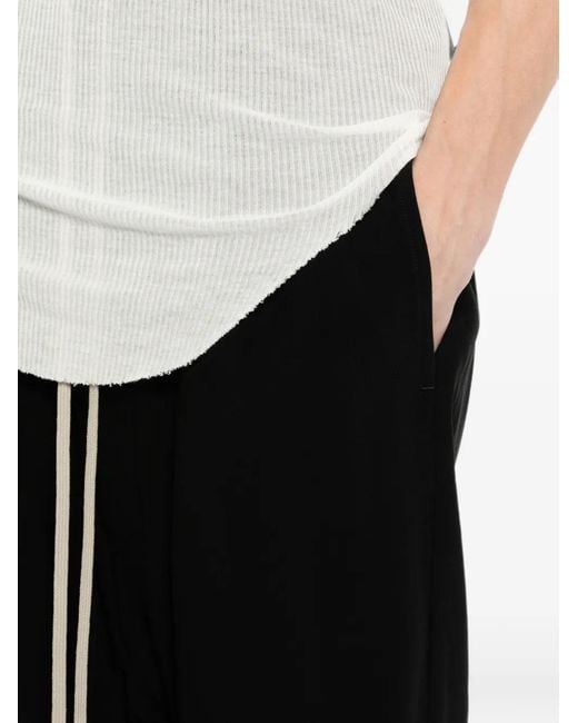Rick Owens Black Drawstring Dropped-Crotch Shorts for men