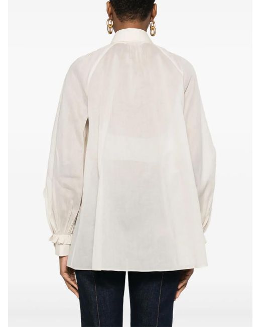 Alberta Ferretti ラッフル ブラウス Natural