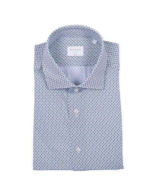 Xacus Blue Geometric-Print Shirt for men