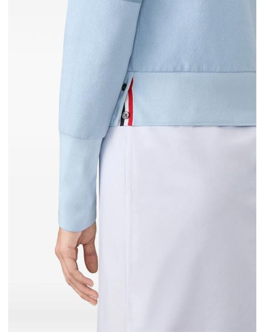 Thom Browne Blue Loopback 4-Bar Shrunken Hoodie