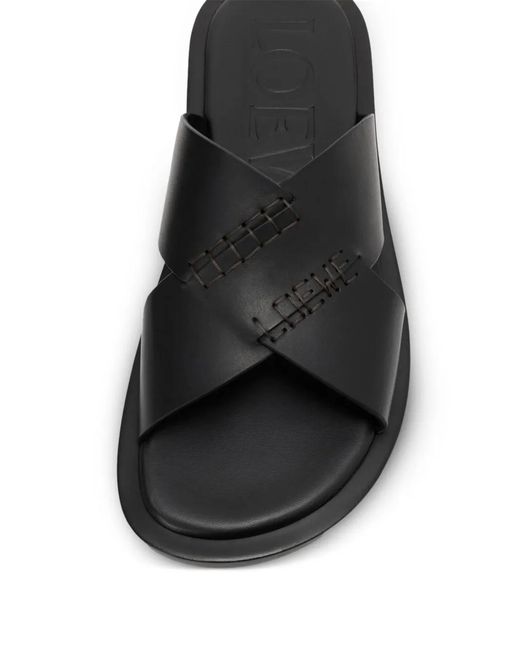 Loewe Black Flex Criss-Cross Slide for men