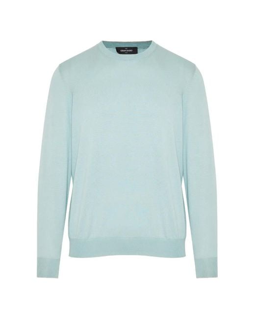 Gran Sasso Blue Crew-Neck Long-Sleeve Sweater for men