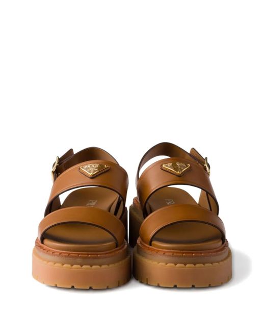 Sandali Platform Con Fibbia 55Mm di Prada in Brown