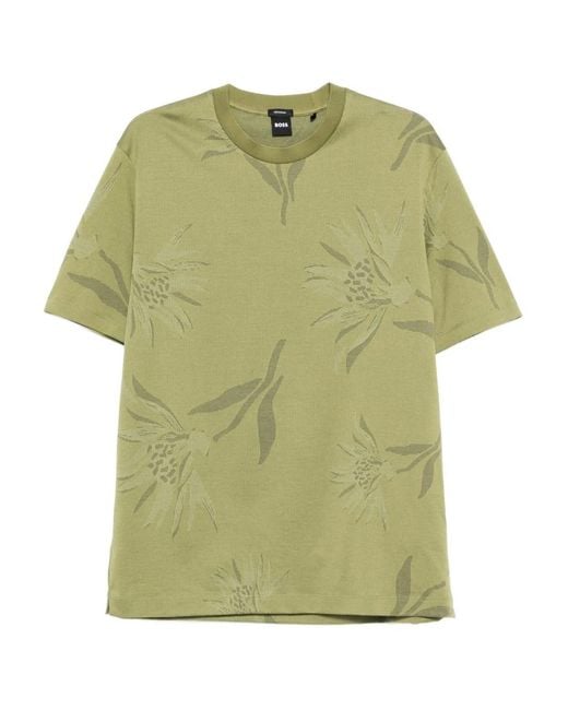 Boss Green Floral-Print Cotton T-Shirt for men