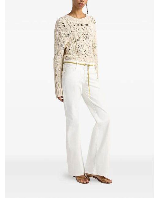 Momoní White Pantalon Évasé Luis À Poches Multiples