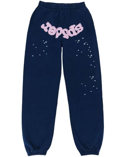 Sp5der Blue Og Web Sweatpants for men