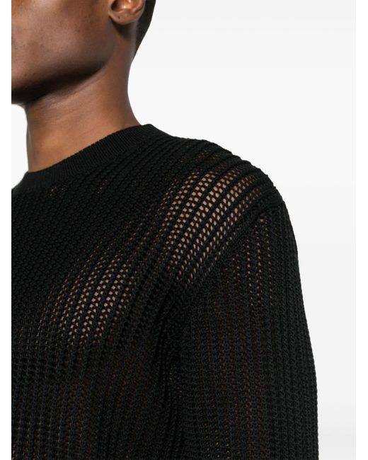 Lardini Black Crochet-knit Jumper for men
