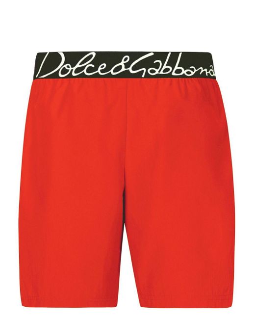 Bañador con logo en la cintura Dolce & Gabbana de hombre de color Red