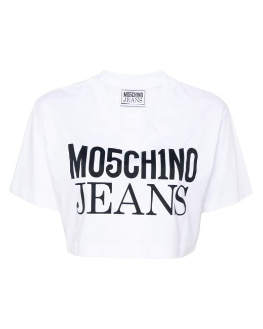 T-shirt en coton à logo imprimé Moschino en coloris White