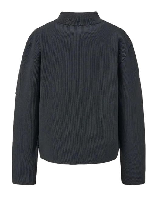 Amomento Blue Mock Neck Ribbed Jacket for men