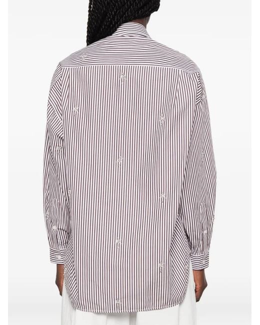 Sandro Gray Brendana Striped Crystal-Embellished Shirt