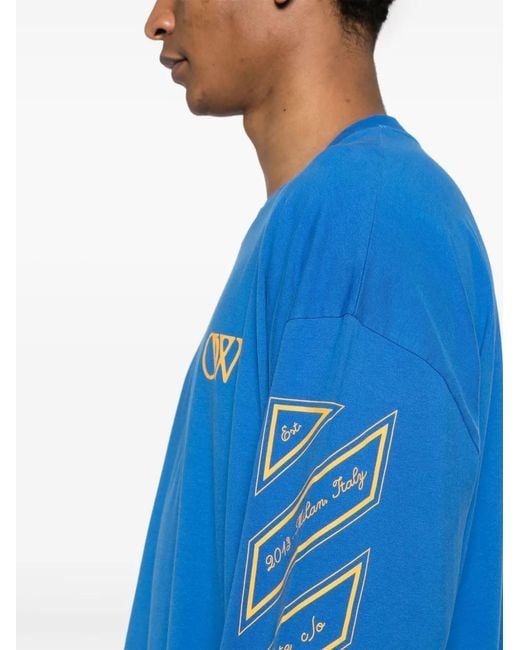 Off-White c/o Virgil Abloh Blue Graphic-Print Cotton T-Shirt for men