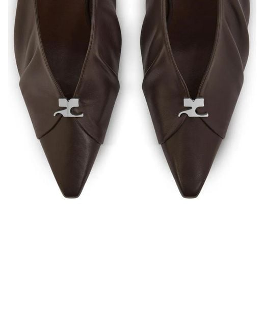 Courreges Brown 90Mm Draped Slingback Pumps