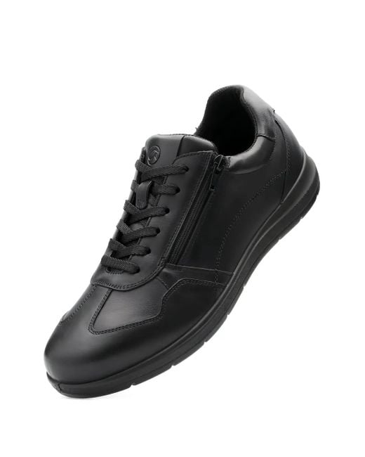 Ara Black Leather Lace-Up Sneakers for men