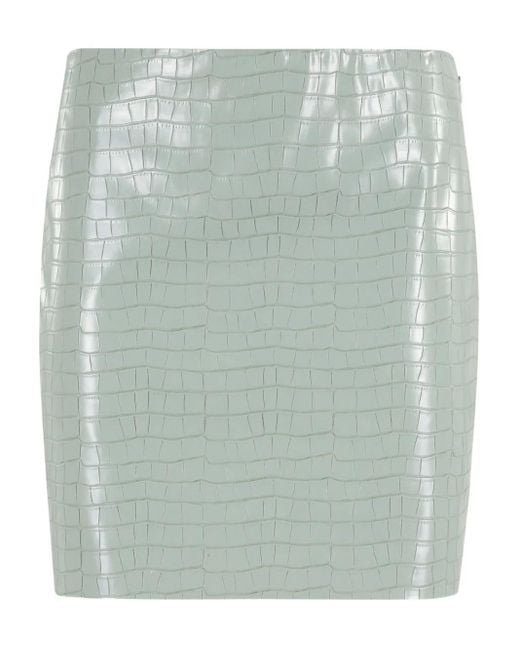 Isabelle Blanche Green Crocodile-Effect Mini Skirt