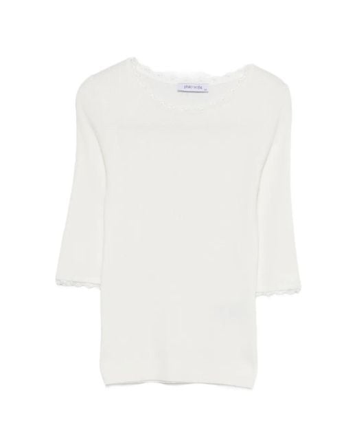 Philo-Sofie Cashmere White Lace-Trim Sweater