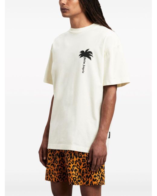 Camiseta con palmera estampada Palm Angels de hombre de color White