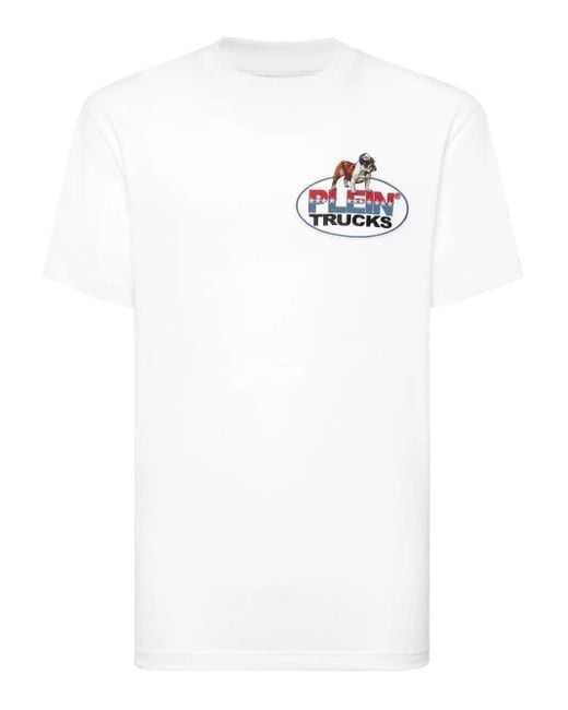 Philipp Plein White Logo-Print T-Shirt for men