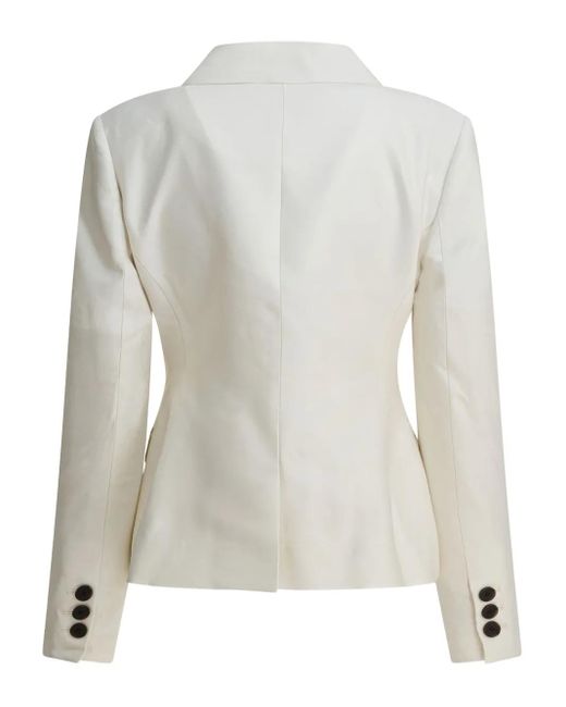 Sandbeige White Double-Breasted Pocket Jacket