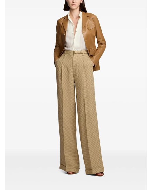Ralph Lauren Natural Dogtooth-Pattern Trousers