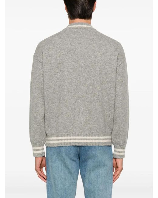 Laneus Gray Knitted Bomber Jacket