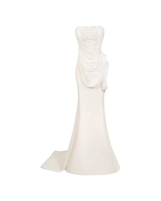 Gaby Charbachy White Robe Longue À Fleurs