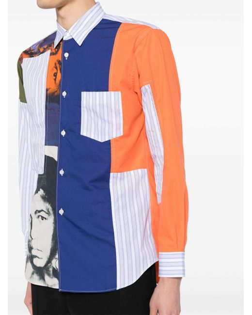 Comme des Garçons Blue Colour-block Striped Shirt for men