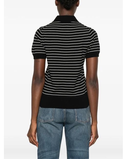 A.P.C. Black Striped Short-Sleeve Polo Shirt