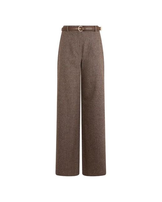 Max Mara Brown Belted Wide-Leg Trousers
