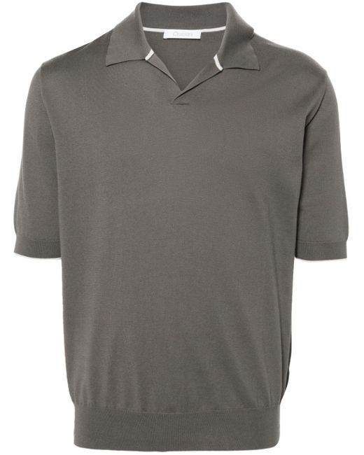 Cruciani Fine-ribbed polo shirt in Gray für Herren