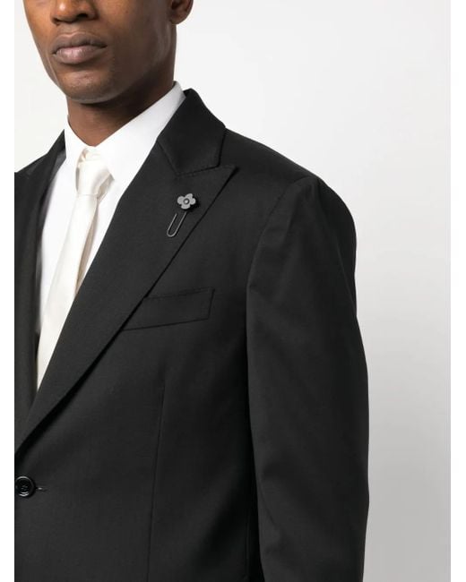 Lardini Black Single-Breasted Two-Piece Wool Suit for men