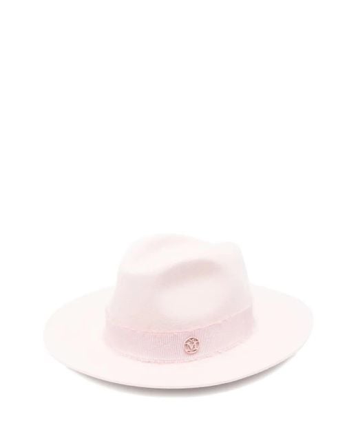 Maison Michel Pink Henrietta Fedora Hat