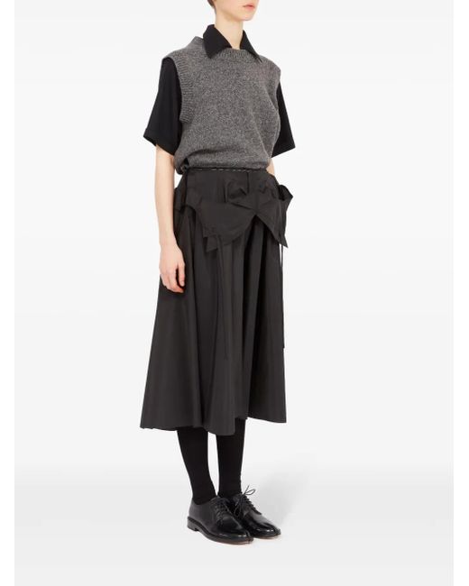 Maison Margiela Black Midi Skirt With Layered Design