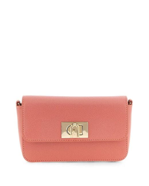 Furla Pink Mini 1927 Grain-Finish Leather Crossbody Bag