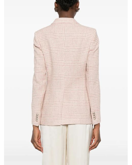 Tagliatore Pink Checked Single-Breasted Blazer