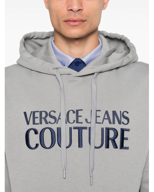 Versace Jeans Couture Logo Hoodie in Grey for Men Lyst UK