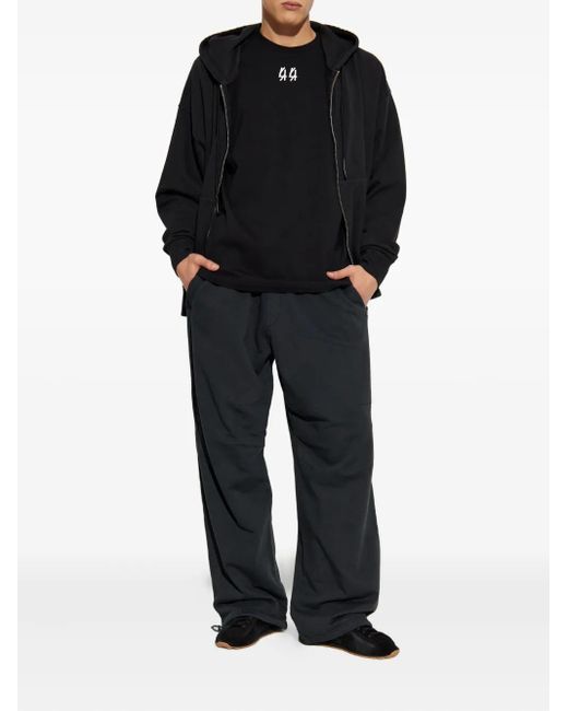 44 Label Group Black Zip-Up Cotton Hoodie for men