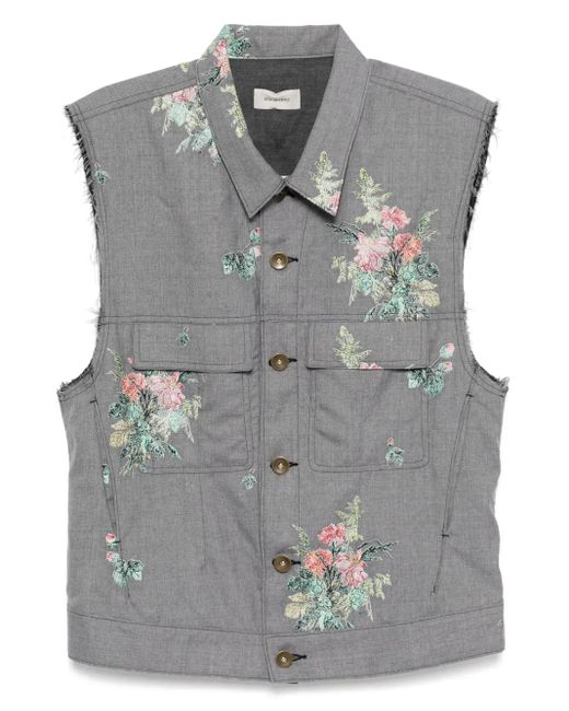 Bed J.w. Ford Gray Floral-Pattern Vest for men