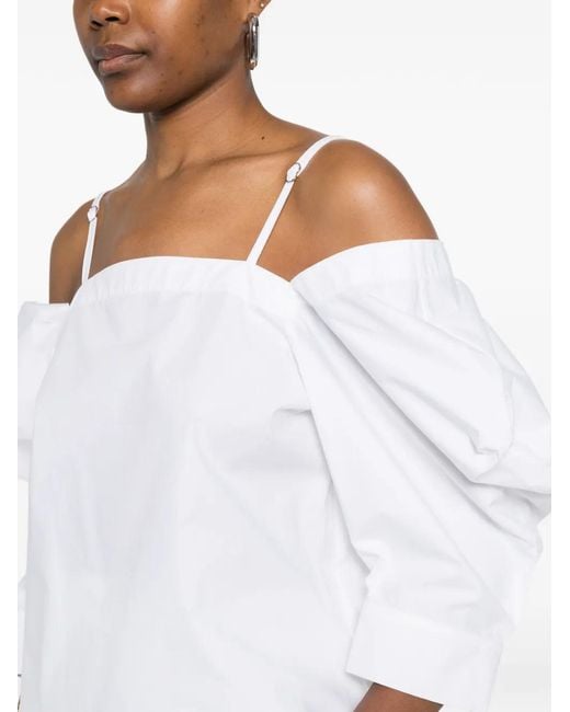 Liviana Conti White Puffed-Sleeve Blouse