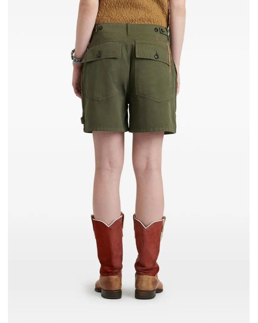 Fortela Green Jimt Patch-Pocket Herringbone Shorts