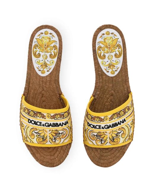 Slides Espadrillas Maiolica di Dolce & Gabbana in Yellow