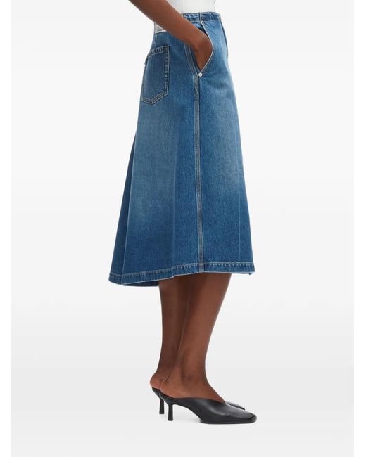 3.1 Phillip Lim Blue Asymmetrical-Hem Denim Midi Skirt