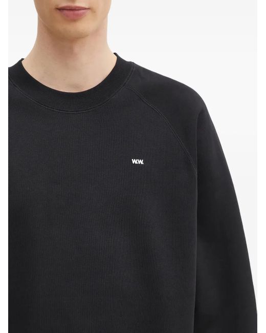 WOOD WOOD Black Logo-Print Raglan Sweatshirt for men