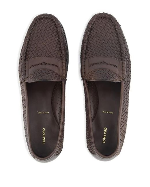 Mocassini Con Motivo Intrecciato di Tom Ford in Brown da Uomo