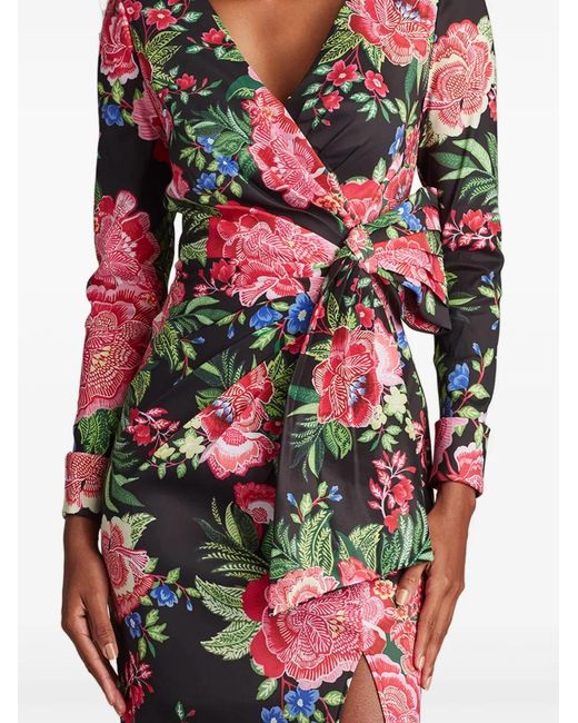 Tadashi Shoji White Talvo Floral Wrap Dress