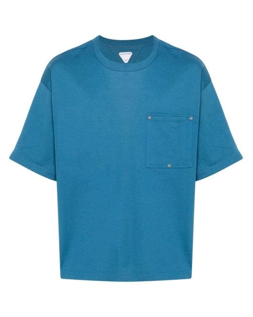 T-shirt en coton à poche plaquée Bottega Veneta pour homme en coloris Blue