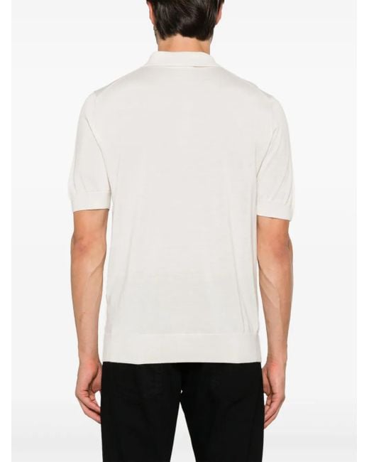 Dolce & Gabbana White Fine-Knit Polo Shirt for men