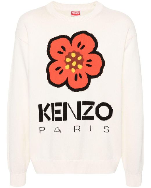 KENZO White Boke Flower Motif Sweater for men