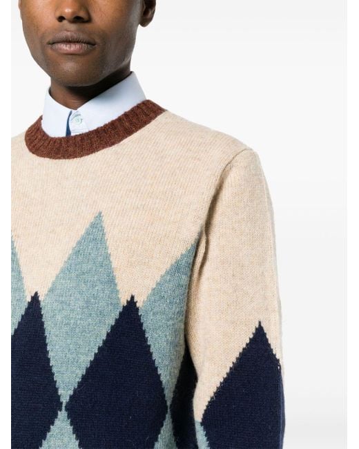 Ballantyne Diamond pattern Jumper in Blue for Men Lyst UK