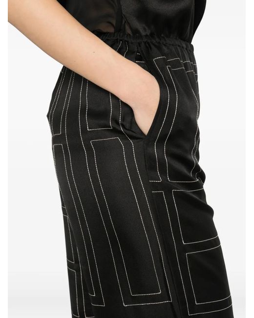 Totême Black Monogram Silk Trousers